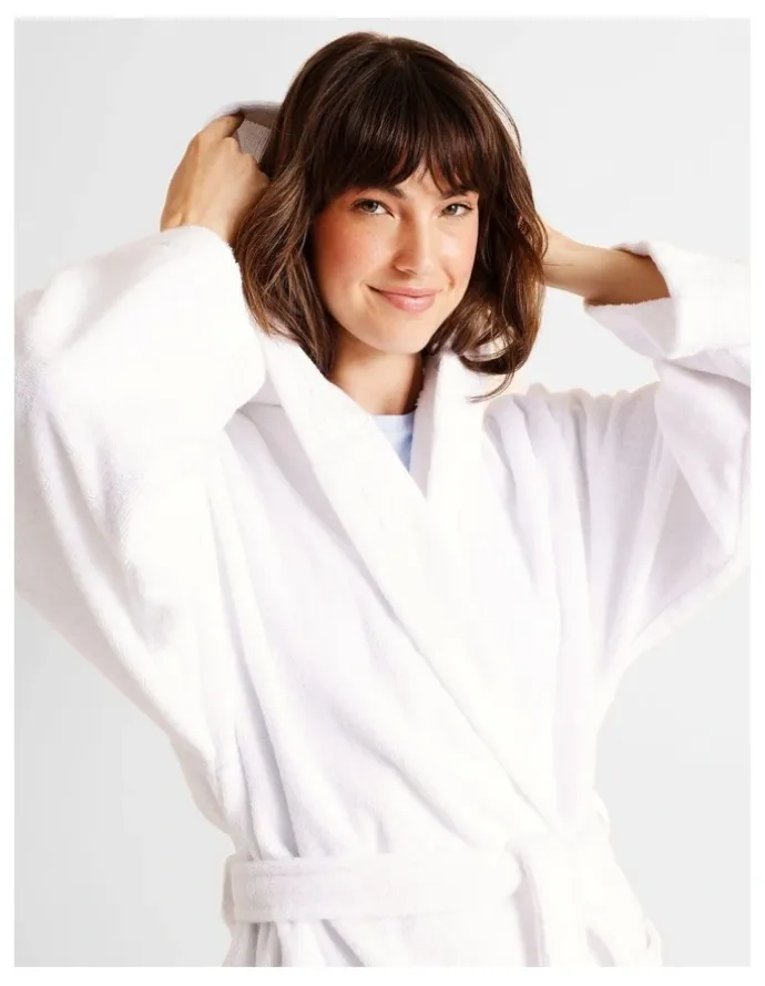 Soho Terry Hooded Robe in White
