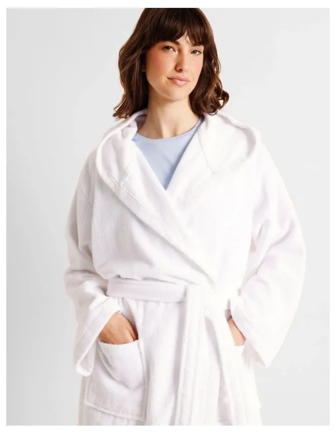 Soho Terry Hooded Robe in White