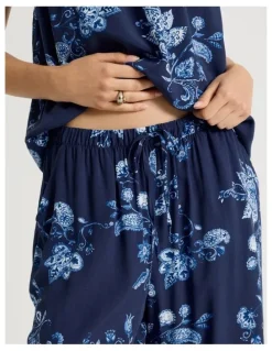 Soho Viscose Cami 3/4 Pyjama Set in Navy Floral Print