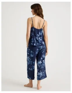 Soho Viscose Cami 3/4 Pyjama Set in Navy Floral Print