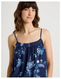 Soho Viscose Cami 3/4 Pyjama Set in Navy Floral Print
