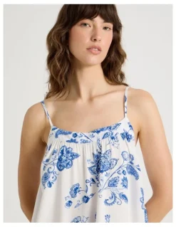 Soho Viscose Chemise in White Floral Print