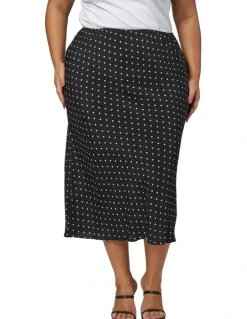Something 4 Olivia Emily Print Midi Skirt in Navy