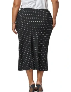 Something 4 Olivia Emily Print Midi Skirt in Navy
