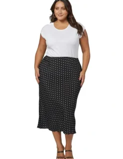 Something 4 Olivia Emily Print Midi Skirt in Navy