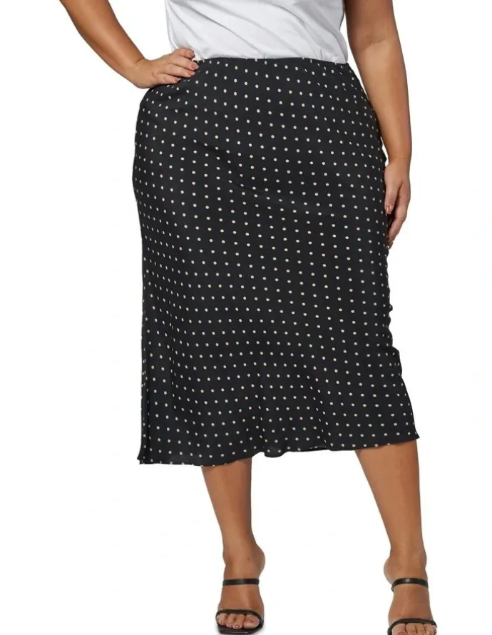 Something 4 Olivia Emily Print Midi Skirt in Navy
