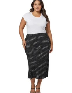 Something 4 Olivia Emily Print Midi Skirt in Navy