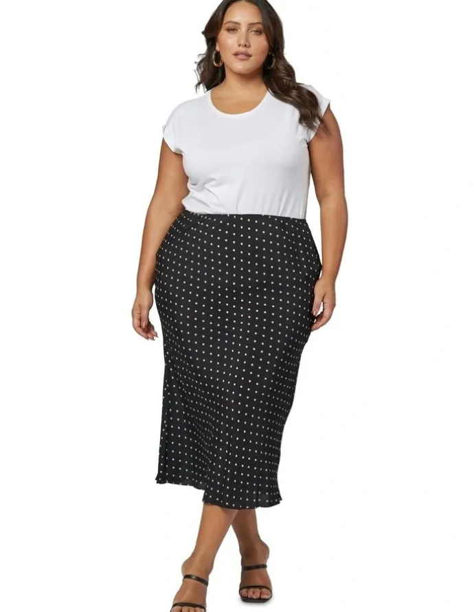 Something 4 Olivia Emily Print Midi Skirt in Navy