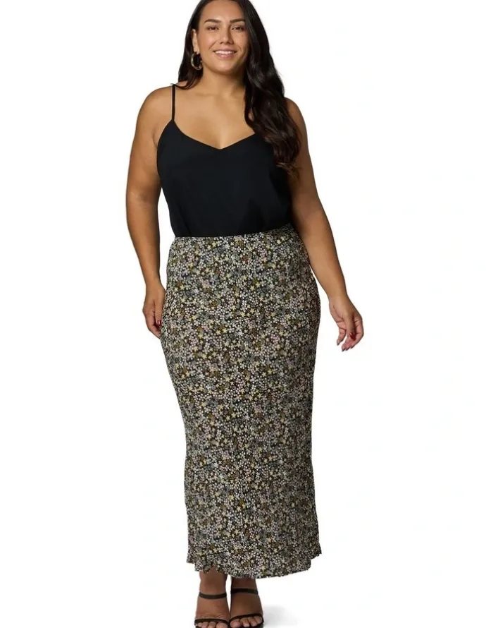 Something 4 Olivia Emily Printed Midi Skirt in Multi