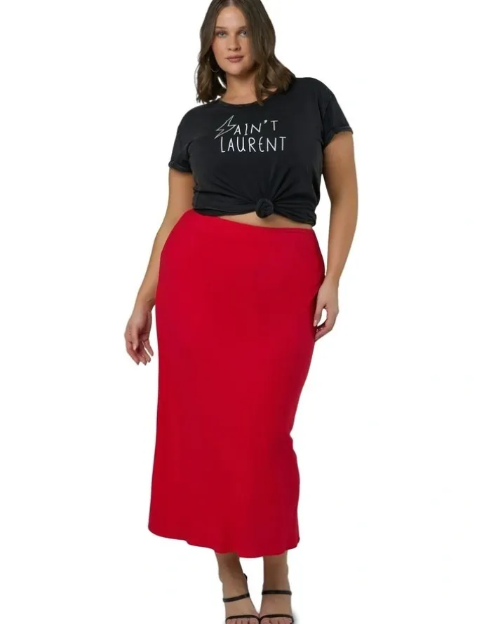 Something 4 Olivia Lucia Midi Skirt in Red