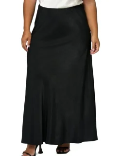 Something 4 Olivia Luxe Satin Maxi Skirt in Black