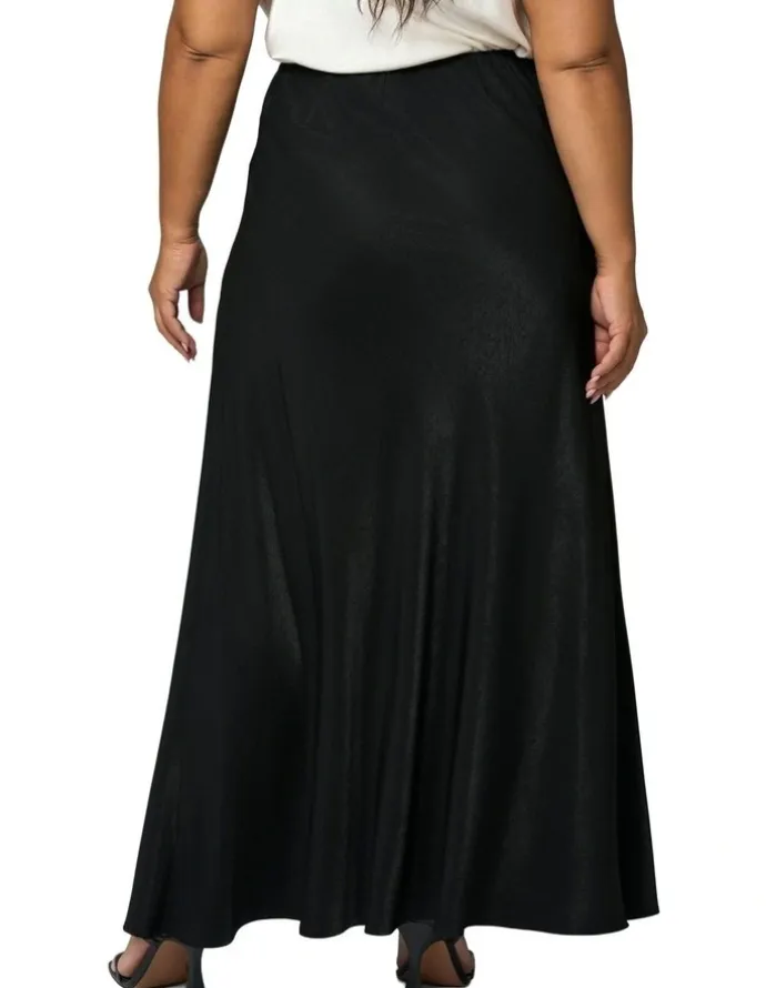 Something 4 Olivia Luxe Satin Maxi Skirt in Black