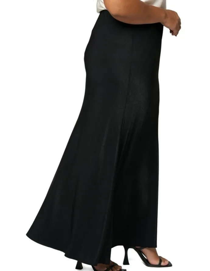 Something 4 Olivia Luxe Satin Maxi Skirt in Black