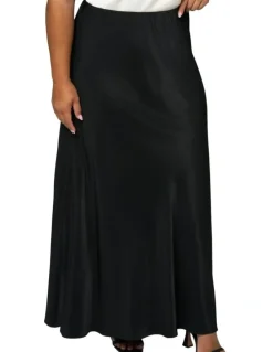 Something 4 Olivia Luxe Satin Maxi Skirt in Black