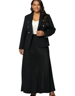Something 4 Olivia Luxe Satin Maxi Skirt in Black