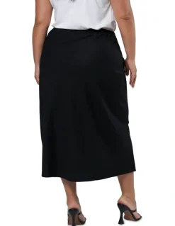 Something 4 Olivia Olsen Linen Midi Skirt in Black