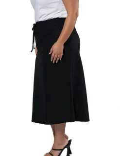 Something 4 Olivia Olsen Linen Midi Skirt in Black