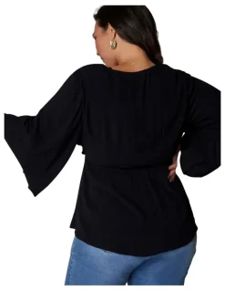 Something 4 Olivia Salma Wrap Blouse in Black