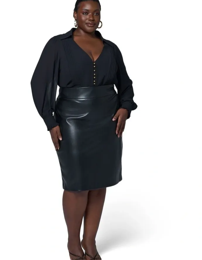 Something 4 Olivia Aurelia Pu Midi Skirt