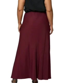 Something 4 Olivia Luxe Satin Maxi Skirt in Burgundy