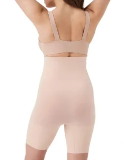 Spanx Scuplt Seamless Power High-waisted Mid-thigh Short In Beige