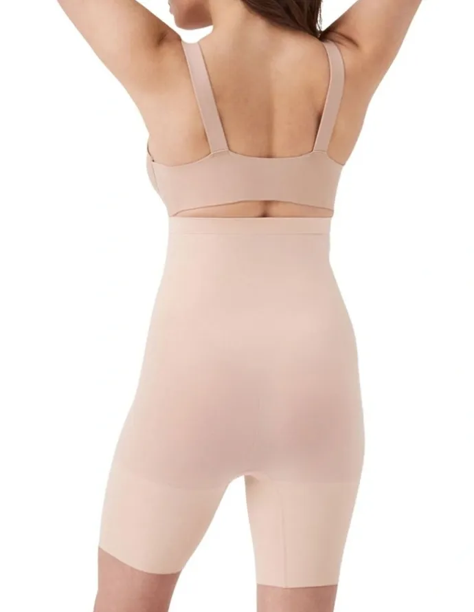 Spanx Scuplt Seamless Power High-waisted Mid-thigh Short In Beige