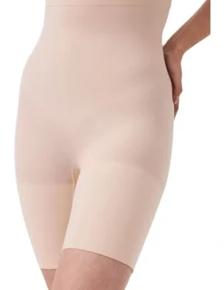 Spanx Scuplt Seamless Power High-waisted Mid-thigh Short In Beige