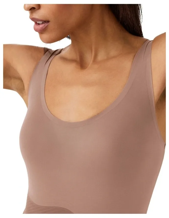 Spanx Shape Invisible Tank Brief Bodysuit in Beige