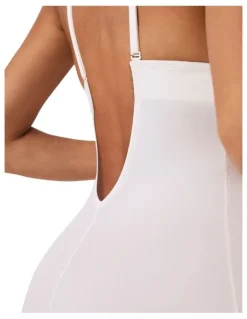 Spanx Shape™ Suit Your Fancy Plunge Low-back Mid-thigh Bodysuit in Cream
