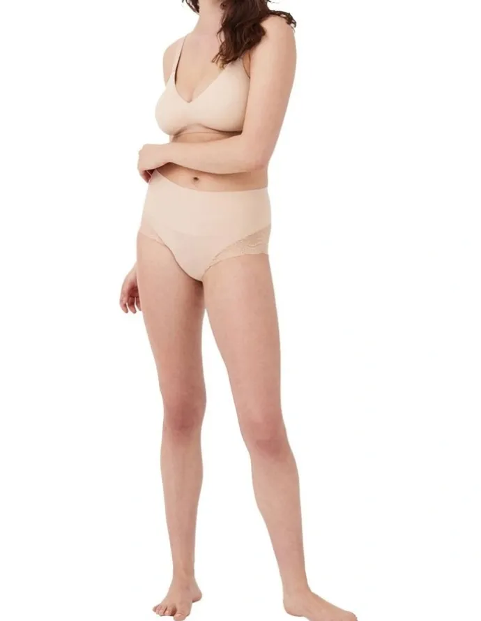 Spanx Super Smooth Undie-tectable Lace Hi-Hipster in Beige