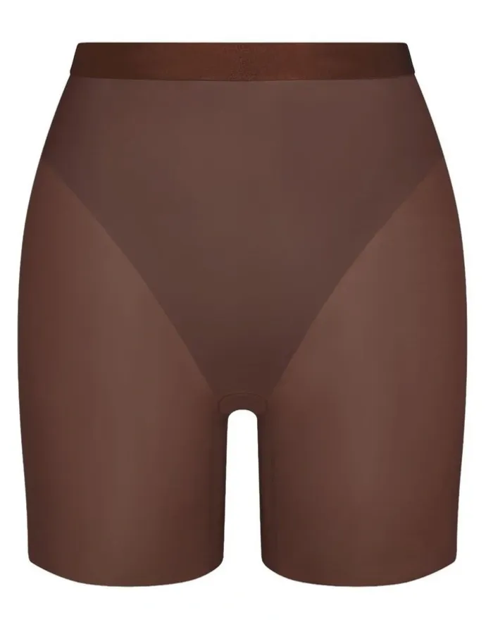 Spanx Supersmooth Sheersense Mid-Thigh Shorts in Brown