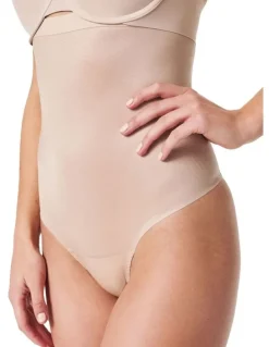 Spanx Thinstincts High-Waisted Thong 2.0 in Beige