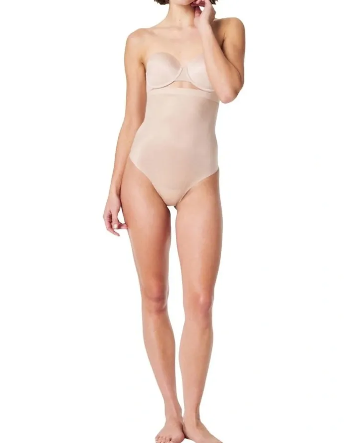 Spanx Thinstincts High-Waisted Thong 2.0 in Beige