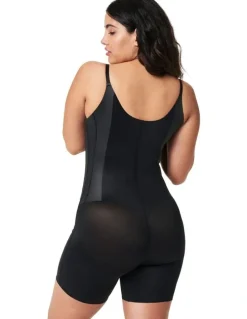 Spanx Total Contour Open Bust Mid Thigh Bodysuit in Black