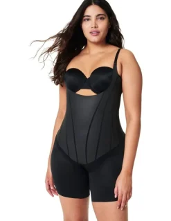 Spanx Total Contour Open Bust Mid Thigh Bodysuit in Black