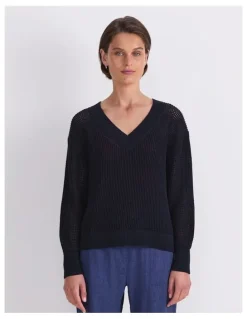 Sportscraft Cotton Crochet V-Neck Knit