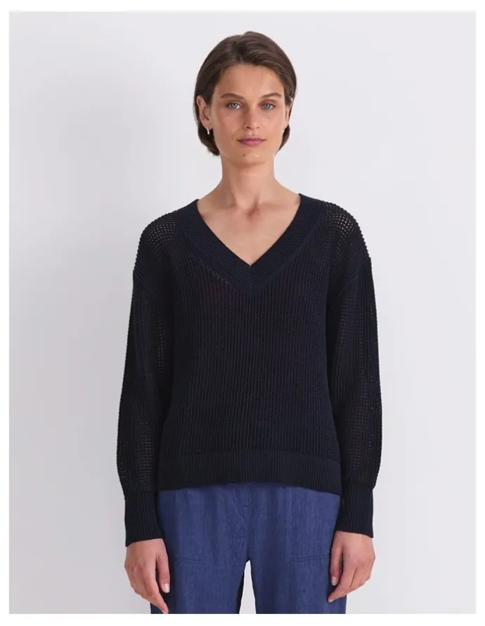 Sportscraft Cotton Crochet V-Neck Knit