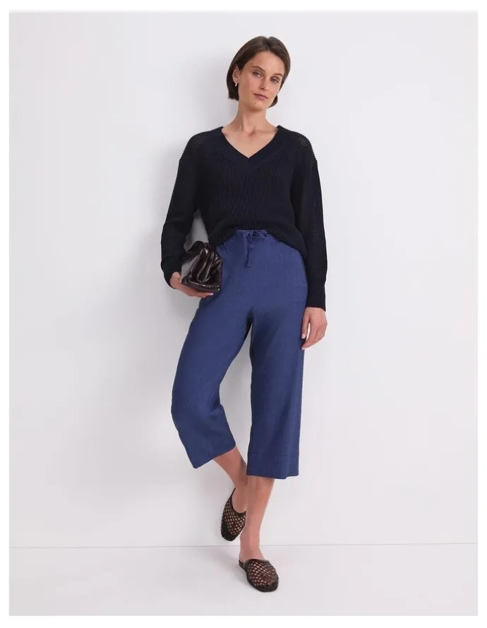 Sportscraft Cotton Crochet V-Neck Knit