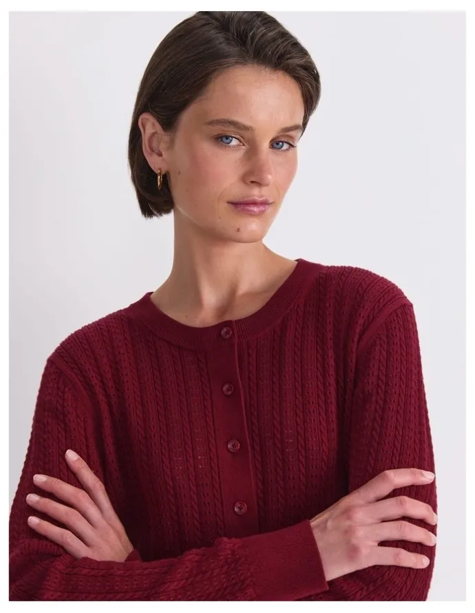 Sportscraft Elka Cable Pointelle Cardigan