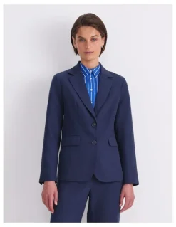Sportscraft Freya Short Linen Blazer in Navy