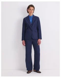 Sportscraft Freya Short Linen Blazer in Navy
