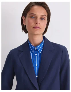 Sportscraft Freya Short Linen Blazer in Navy
