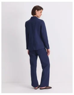 Sportscraft Freya Short Linen Blazer in Navy
