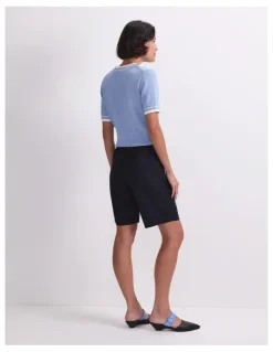 Sportscraft Rosa Linen Short in Classic Navy