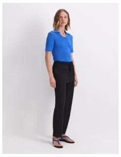 Sportscraft Rosa Tapered Linen Pant in Black