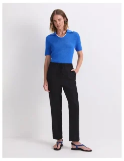 Sportscraft Rosa Tapered Linen Pant in Black