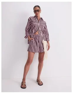 Sportscraft Tara Stripe Cotton Short in Pink