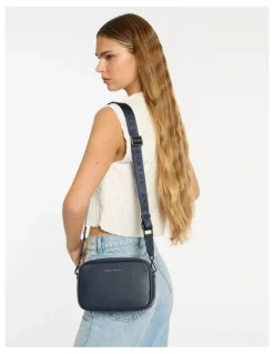Status Anxiety Plunder Crossbody Bag with Dual Straps in Midnight Blue