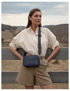 Status Anxiety Plunder Crossbody Bag with Dual Straps in Midnight Blue