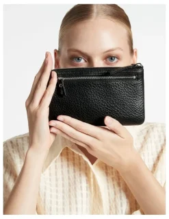 Status Anxiety Smoke and Mirrors Zip Around Wallet in Black
